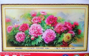 Tranh thêu chữ thập Hoa mẫu đơn thêu kín (về tự thêu) AA2082