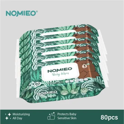 Nomieo Baby Pure Water Wet Wipes Soft & Sensitive Protection Cleansing & Moisturizing - 80pcs/pack (6 packs & 12packs)