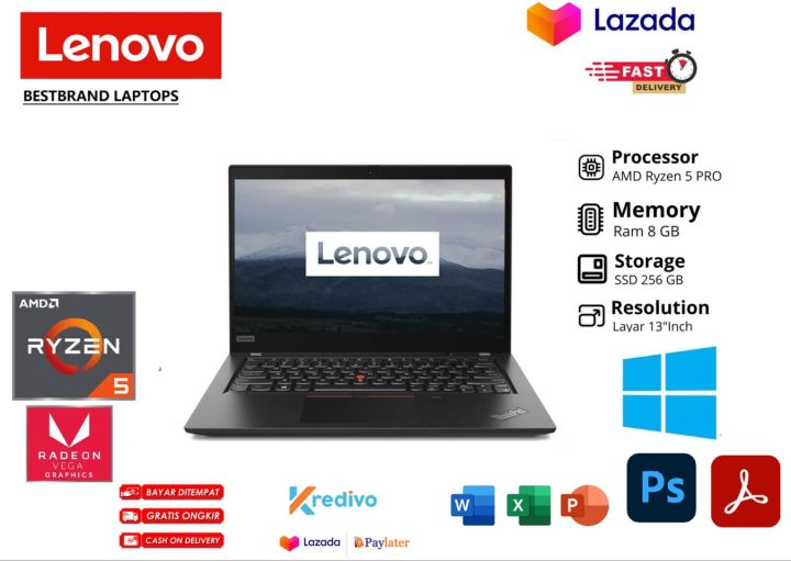 Laptop Lenovo Thinkpad X395 Ryzen Pro Ram 16GB SSD 256GB