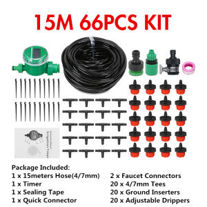 DIY Timing Automatic Garden Drip Irrigation System Plant Flower Watering Kit with Adjustable Drippers