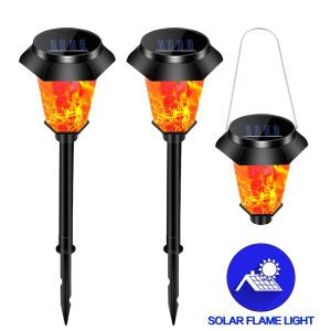 LED Solar Flame Lights Landscape Lawn Lamp Flickering Flame Hanging Lights Path Garden Light Outdoor Torch Camping Tent Lantern