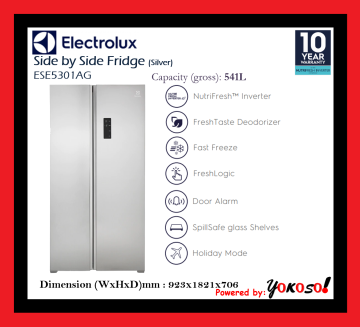 [FOR KLANG VALLEY ONLY] ELECTROLUX ESE5301AGMY 541L SIDE BY SIDE