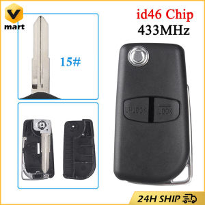 2 Button Remote Car Key Shell Cover Case for Mitsubishi Pajero Modified Flip Folding Remote Left Blade  433 MHz ID46 Chip MIT11 MIT8 Uncut Blade Remote Car Key Fit for Mitsubishi Outlander Lancer EVO Colt Mirage Mitsubishi-Key-230710