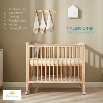 Lily and Tucker Tyler 6in1 Baby Convertible Crib Co-sleeper