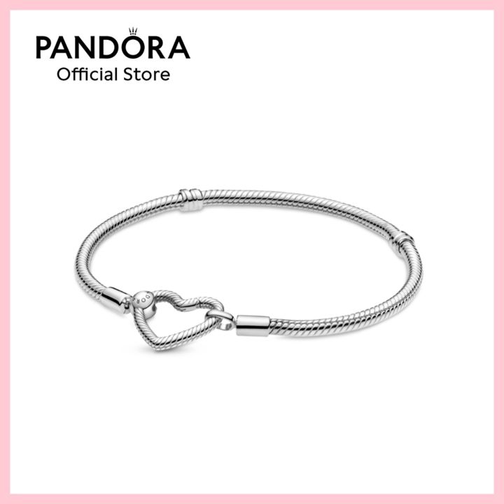 アクセサリー Pandora Moments Heart Snake Chain 17cm Pandora Moments Heart Closure Snake Chain Bracelet | Lazada Singapore