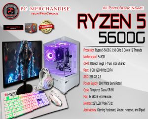 RYZEN 5 5600G GAMING PC SET[B450M] [8GB/16GB DDR4 RAM][128GB/256GB SSD][HDD 500GB/1TB][1YR WRNTY]