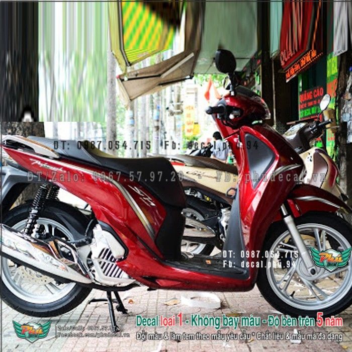 Tem rời SH 2017-2019 chỉ xám bạc xe đỏ đô Hàng loại Tem Xe - Main Image