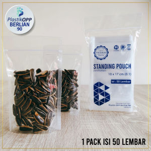 Plastik Snack / Plastik Standing pouch Bening 10x17 cm ( Double Seal / Seal Lebar ) Isi 50 Pcs Plastik Kemasan Snack