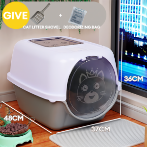 Cat Litter Box with Scoop Large Size Capacity Cat Litter Pan Large Space Tandas Kucing Besar猫砂盆