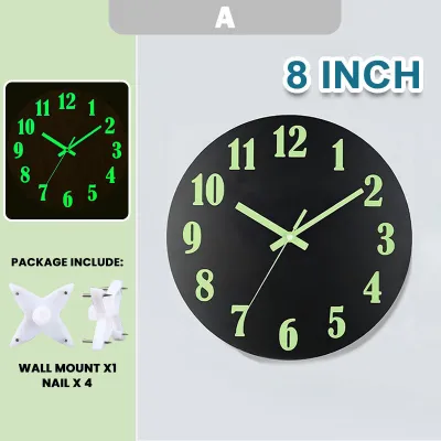 12 Inch Luminous Wooden Wall Clock Silent Quartz Battery Operated Living Room Clocks Jam Dinding 挂钟