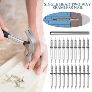 100pcs Cement Nails Set Double-Headed Sheep Horn Carbon Steel Rustproof No Trace Sturdy for Skirting