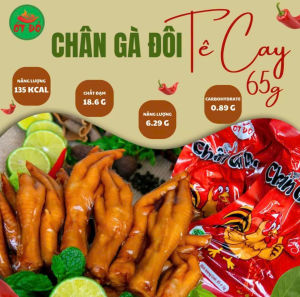 24 Chân Gà Tê Cay Ớt Đỏ ( 10 Gói Chân Gà Đôi - Tặng 2 Gói)