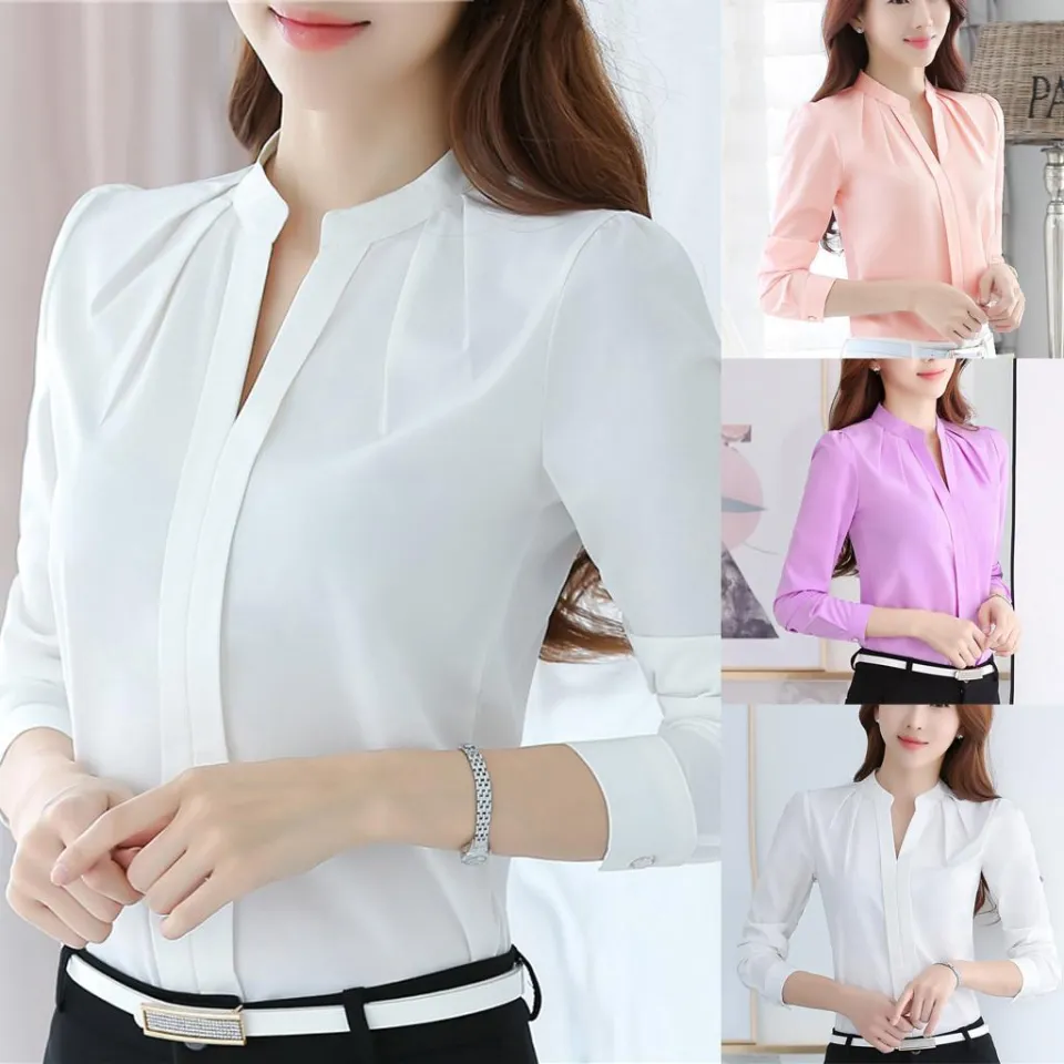 ZHU Casual Loose Clothes Women Brief Office Work Wear V Neck