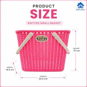 Woven Style Small Storage Basket with Handle for Cosmetics Snacks Office Supplies Bathroom Shelf Organizer