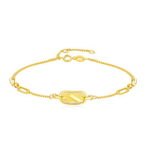 CTS 18K Gold Oval Curb Chain Gold Link Bracelet Design Dainty Jewelry for Women CHOW TAI SENG 周大生 K0HC0204