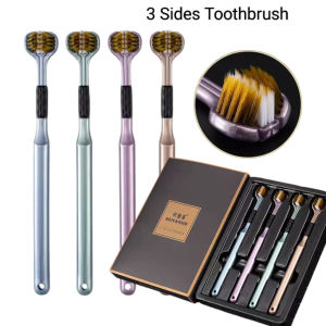 OHHDEER 4PCS Three Sided Soft Hair Adult Toothbrush Ultra Fine Soft Bristle Oral Care Teeth Brush