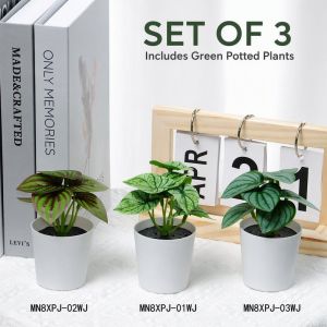 3/6 Pcs Mini Artificial Potted Plants Realistic Printed Leaf Texture No Watering Needed Low