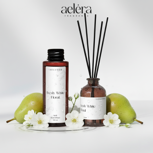 Aelinor Pengharum Ruangan Aromaterapi Fresh White Floral Bundle Reed Diffuser Premium dan Refill