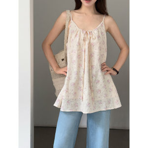 2026 New Summer Women V Neck Floral Print Casual Sleeveless Vest Blouse