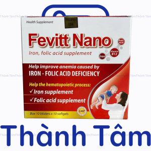 (100V) Viên uống FEVITT NANO 100V bổ sung sắt acid folic bổ máu cải thiện tình trạng thiếu máu