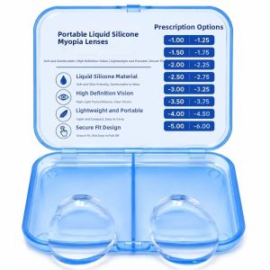 NOBLELYN 1Pair Silicone Stick-On Myopic Lenses Portable -1.0/2.0/3.0 Adhesive Eyewear Lenses Adhesive Myopia Lens Inserts For Swimming
