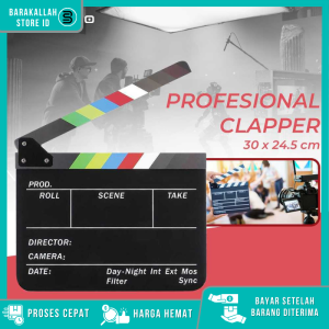 TaffSTUDIO Profesional Clapper Board Colorful Acrylic - TS-3EL / Papan Take Action / Clapper Board / Papan Syuting Film / Alat Syuting Film / Video Scene