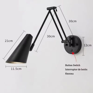 Modern Adjustable Swing Long Arm LED Wall Lamps nternal Read Folding retractable wall light Household Bedside Switch Decor Light