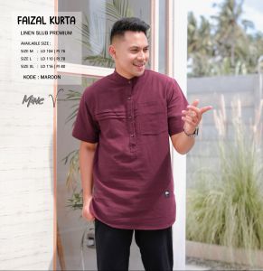 Baju Lebaran Kurta Faizal Basic Pria Dewasa Bahan Linen Slub Premium Fashion Muslimin Modern | GOODSAJI HIJABSTUFF