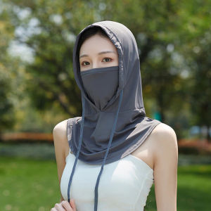 COD Ice Silk Sunscreen Cap UV Resistant Outdoor Full Face Mask Sun Protection Breathability Cooling