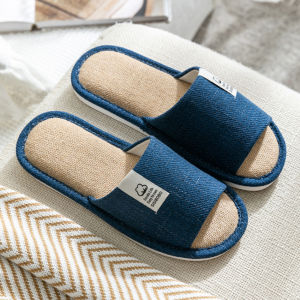 รองเท้าใส่ในบ้าน สไตล์ญี่ปุ่น รองเท้าแตะผ้าลินิน รองเท้าแตะ   กันลื่น  ใส่สบาย