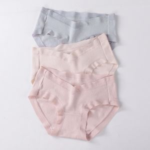 ((Four-Piece Set) Low-Waist Lift Belly Maternity Panties Pure Cotton Breathable Comfortable Stretch