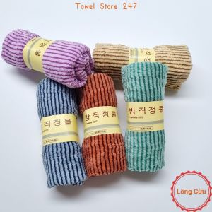 Khăn mặt lau đầu Lông Cừu Hàn Quốc 30x50cm 35x75cm siêu mềm mịn Kẻ tăm nổi thấm nước tốt