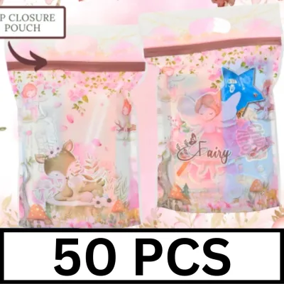 PP1032 Fairy Pink Fairy Floral Garden Loot Bag Chips Chipsbag Zip Candy Party Giveaway Souvenir
