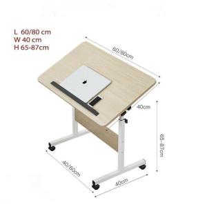 40*80 Modern Simple Liftable Folding Computer Desk With Wheels Height Adjustment Laptop Stand Storage Bedside Table Working Studying