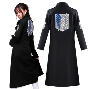Anime Attack on Titan Cloak Cosplay Costume Alan Mikasa Jacket Coat Black Long Windbreak Wings of Freedom Cloak Cardigan