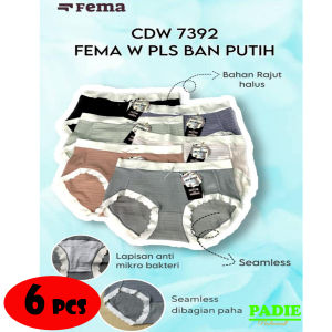 6 12 PCS Celana Dalam/CD Wanita/Perempuan/Cewek FEMA 7392 Bahan RAJUT SEAMLESS ALL SIZE(M Fit To XXL)