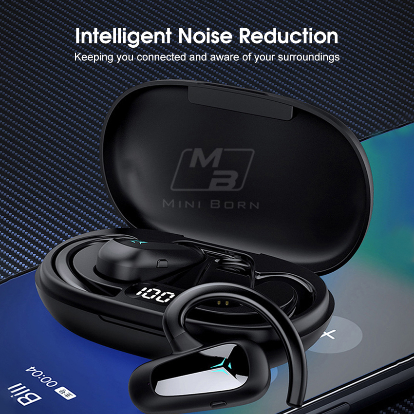 Mini Born Wireless Bluetooth 5.2 Ausinės Bone Conduction ausinės TWS skaitmeninis ekranas Bluetooth ausinės Neįdedamos ausinės Vandeniui atsparios ausinės_voghion.com