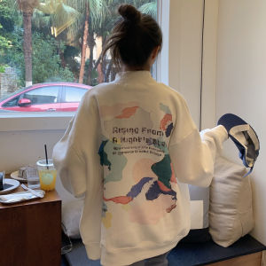 Fashion Setengah Turtleneck Desain Musim Semi Plus Ukuran Wanita Korea Retro Hong Kong Gaya Desain Huruf Cetak Sweater