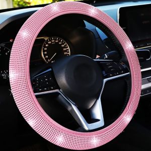 COSE Rhinestone Bling Steering Wheel Cover Elastic Anti-Slip Car Steering Wheel Protector Universal Size Easy Installation Sparkling Steering Wheel Sleeve Car Accessories