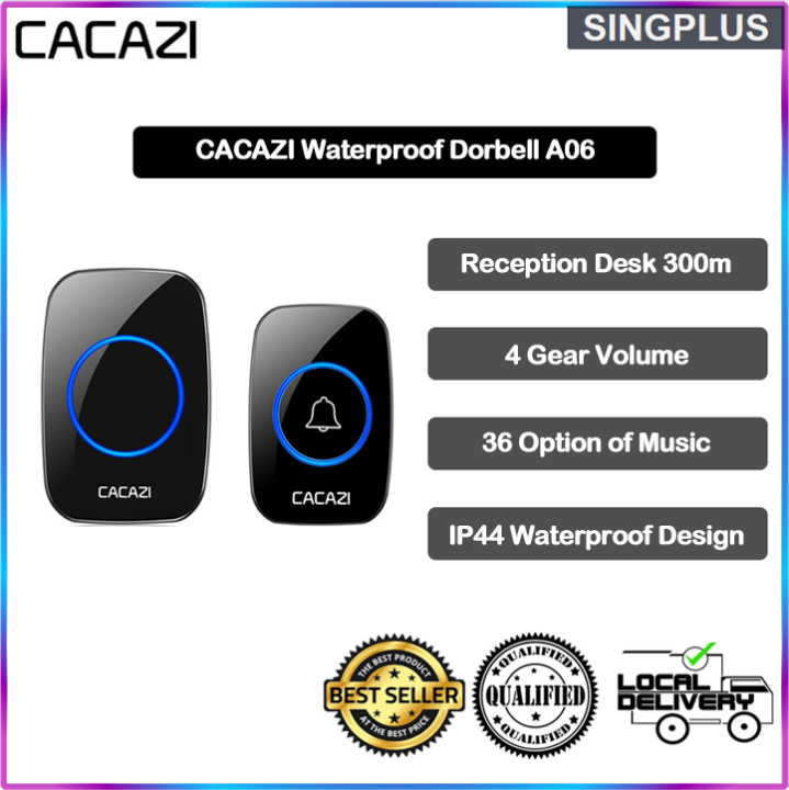 Sg Local Seller Cacazi Waterproof Wireless Doorbell A Dc Battery Powered M Remote Home