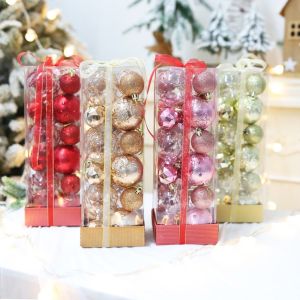 LOPU 24pcs Sáng Tạo Bóng Sơn giáng sinh 4/6cm Tinh tế Đồ trang trí treo Trang trí không khí lễ hội Trong suốt dây chuyền Cây giáng sinh Bố trí phông nền
