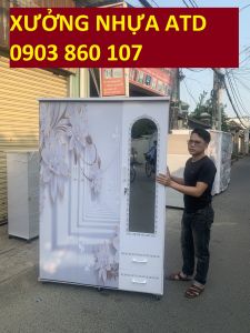 tủ nhựa đài loan 3 cánh cao 1m85 rộng 1m25 sâu 50cm HCM-BD-ĐN- in hình 3d siêu đẹp nhiều mẫu mới
