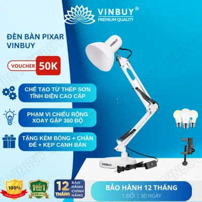 Đèn kẹp bàn học đèn bàn làm việc Pixar đọc sách chống cận bảo vệ mắt tặng đế 01 bóng đèn - Hàng chính hãng VINBUY