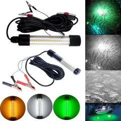 Ranpo 1200LM 5M LED Submersible Fishing Light Deep Drop Underwater Fish  Lure Bait Finder Lamp Squid Attracting 12-24V White/Green/Blue
