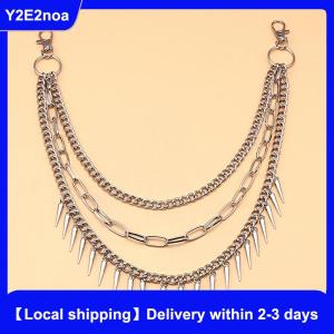 【Local shipping】 Layered Punk Chain On The Jeans Pants Women Spike Keychains for Men Hip Hop Cool Versatile Mens Waist Chain Ornaments Accessories