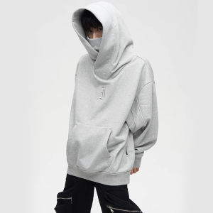 Super-Life เสื้อสเวตเตอร์คอเต่ากำมะหยี่สโมสรผู้ชายกลัวมีฮู้ดอินเทรนด์แบรนด์เฉพาะเสื้อแจ็คเก็ตสไตล์อุตสาหกรรมหนักขนาดใหญ่