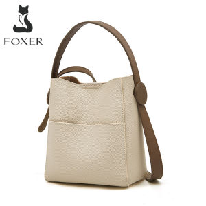 FOXER Lady Split Leather Crossbody Shoulder Bag For Women High Quality Bucket Bag Large Capacity Handbag Elegant Totes