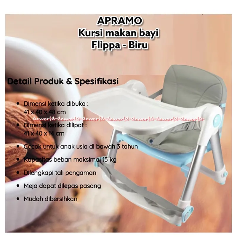 Apramo Flippa Dining Booster Combo Kursi Makan Bayi Biru Baby Chair Model lipat Travelling Travel Tempat Duduk Bayi Makan Lazada Indonesia