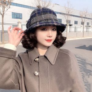 JPTD Tóc giả tổng hợp Mũ ngư dân có tóc giả Mái tóc giả Mũ xô Mũ tóc giả beret lười Tự nhiên Mềm mại Mũ tóc ấm áp bằng nhung Mùa thu mùa đông