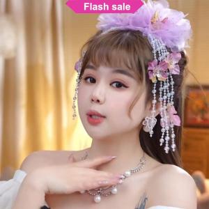 SHENHAO2🎀 Thanh lịch lưới hoa bướm tua nắm clip cho phụ nữ sau khi não kẹp tóc mũ nón phụ kiện Quà Tặng